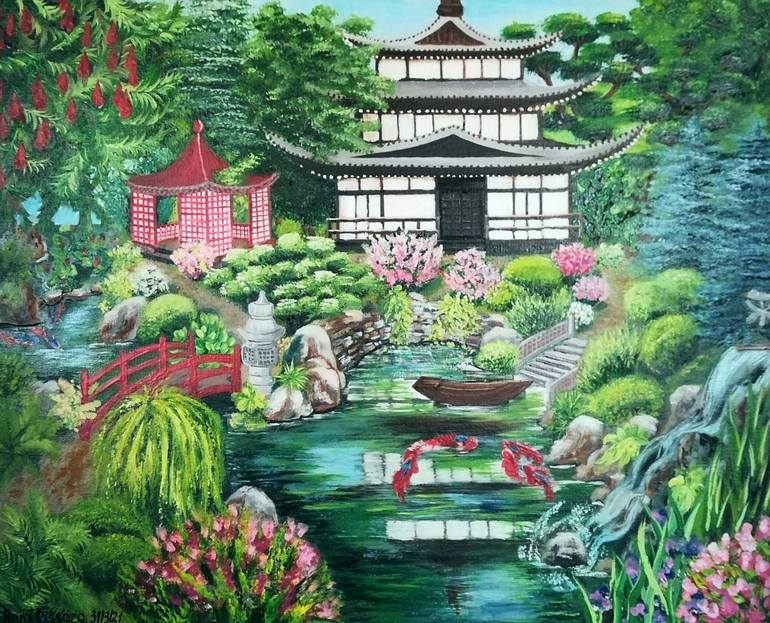 Japanese Garden Painting by Vera Yurchenko Saatchi Art