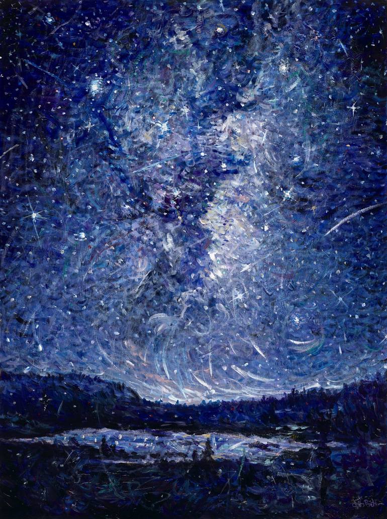 Canvas Print- Starry Night in buy the High Sierras, Landscape Painting