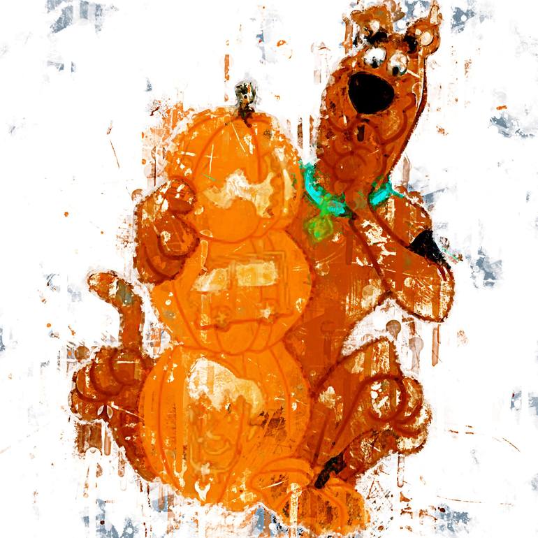 Cartoon Scooby Doo With Pumpkins character painting watercolor ...