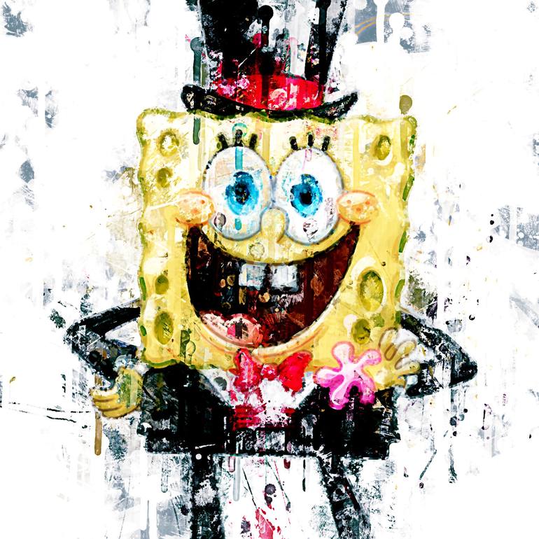 Cartoon Spongebob Tuxedo character painting watercolor animation ...