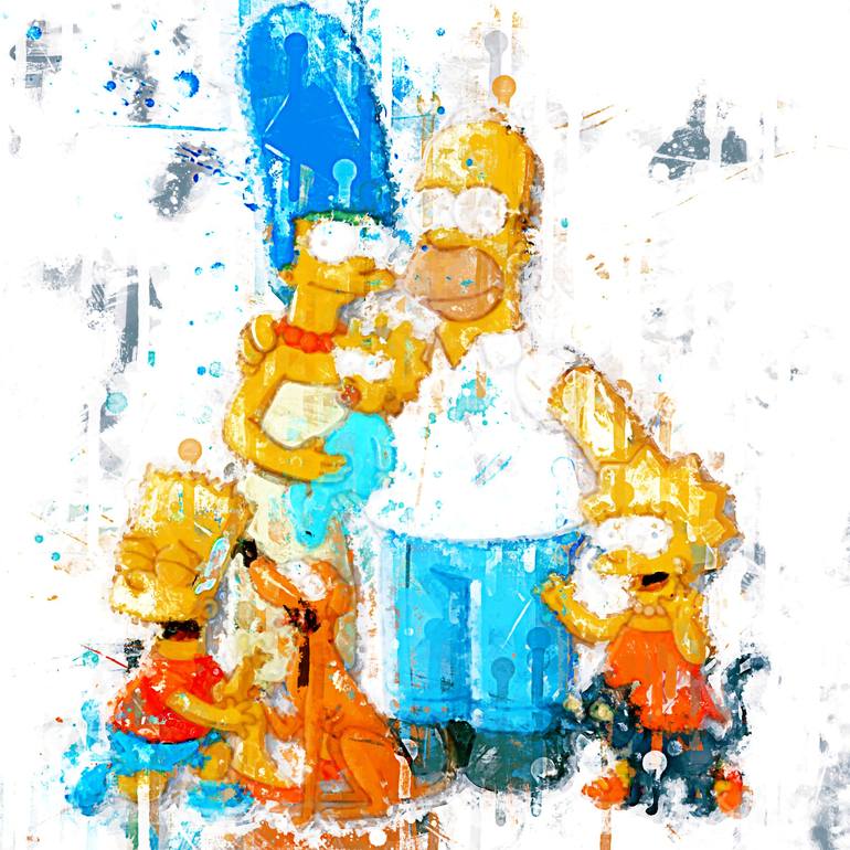 Simpson Poiting Cartoon The Simpsons Family Picture character painting watercolor ...