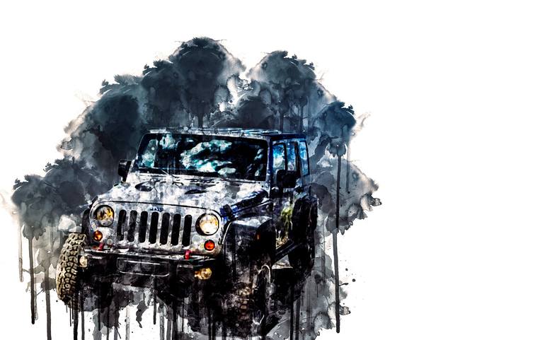 Cars 2013 Jeep Wrangler Rubicon 10th Anniversary Edition 1 car watercolor  automobile painting colorful Painting by Philips Jackson | Saatchi Art