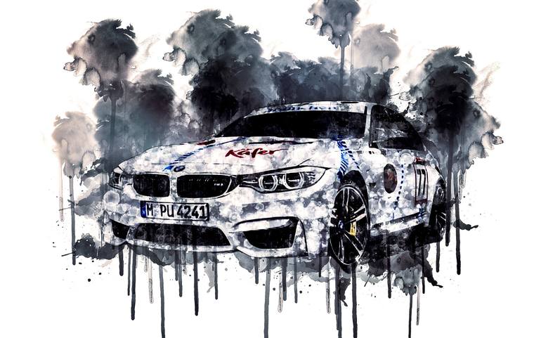 Cars 2015 BMW M3 3 Series F80 1 car watercolor automobile painting