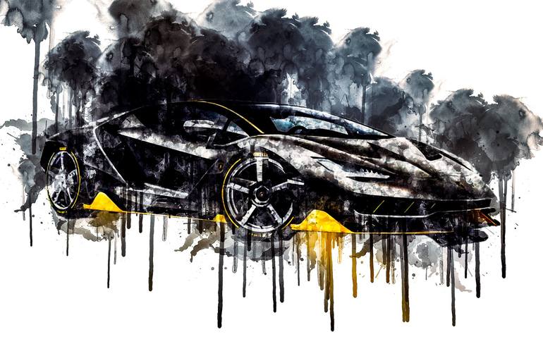 Cars 2016 Lamborghini Centenario 1 car watercolor automobile painting  colorful Painting by Philips Jackson | Saatchi Art