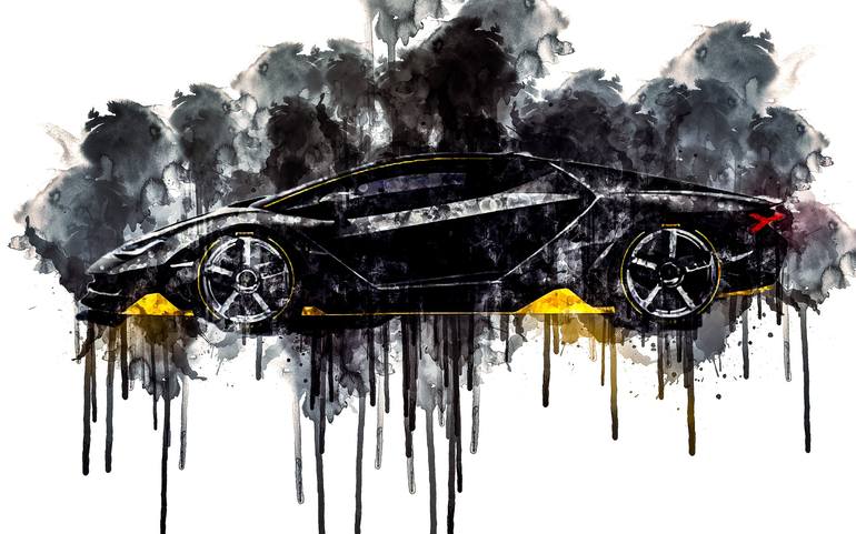 Cars 2016 Lamborghini Centenario LP 770 4 3 1 car watercolor automobile  painting colorful Painting by Philips Jackson | Saatchi Art