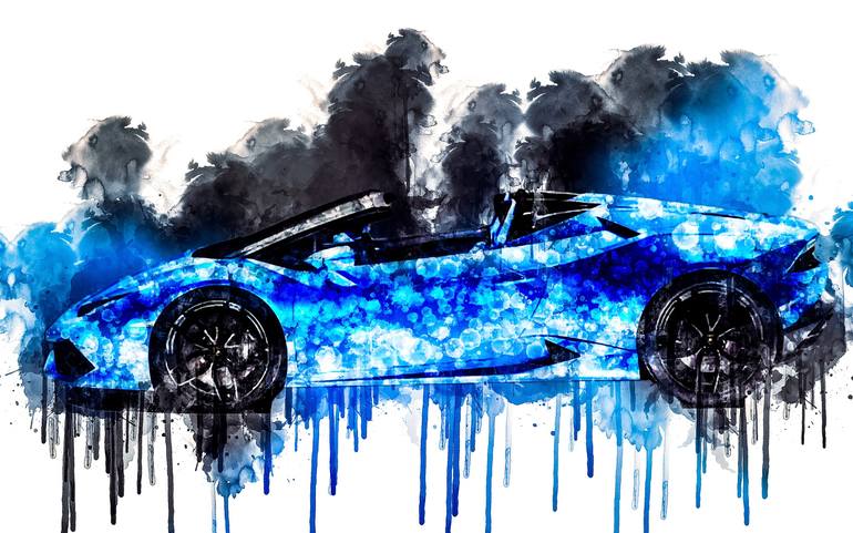 Cars 2016 Huracan LP 610 4 Spyder 3 1 car automobile painting colorful Painting by Philips | Saatchi Art