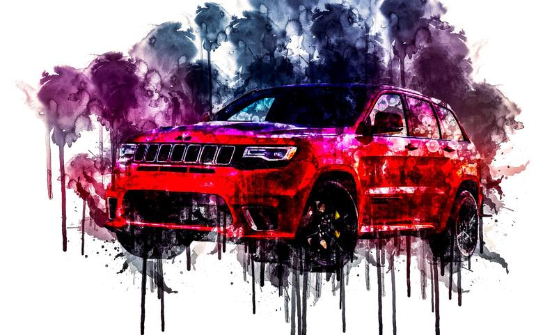 Car 2018 Jeep Grand Cherokee Trackhawk 1 cars watercolor painting ...