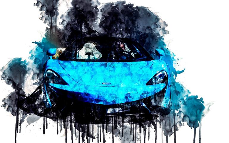 Car 2018 McLaren 570S Spider 5K 6 1 cars watercolor painting colorful art  Painting by Philips Jackson