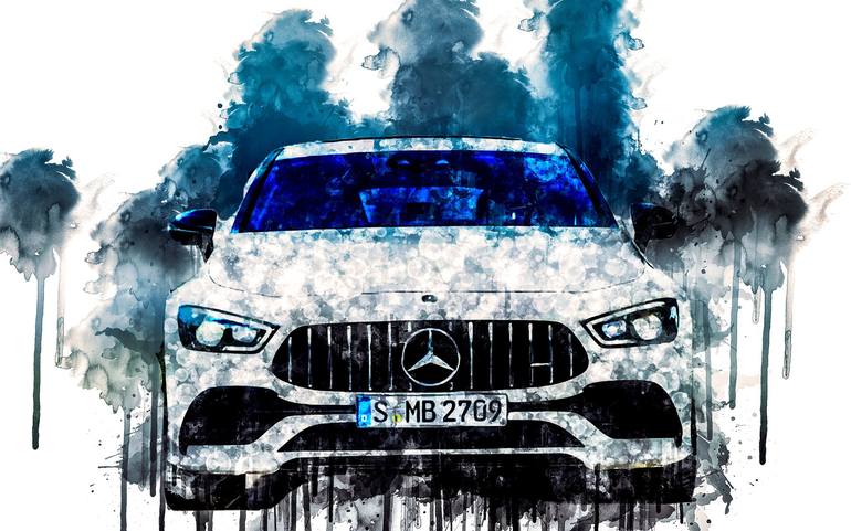 Car 2018 Mercedes AMG GT 53 4Matic 4 Door Coupe 1 cars watercolor ...