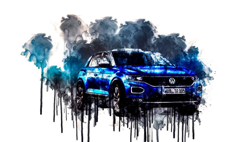 Car 2018 Volkswagen T Roc Compact SUV 1 cars watercolor painting