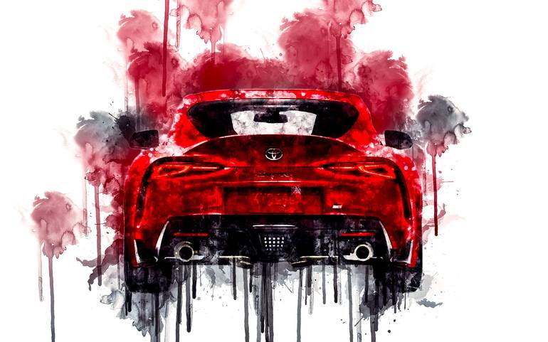 Car Car 2020 Toyota GR Supra 4 1 cars watercolor painting colorful