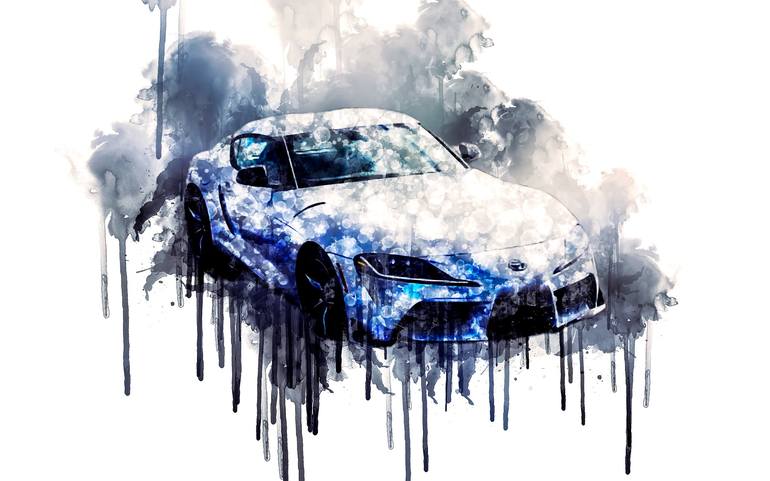 Car Car 2021 Toyota GR Supra 3 Premium 1 cars watercolor painting