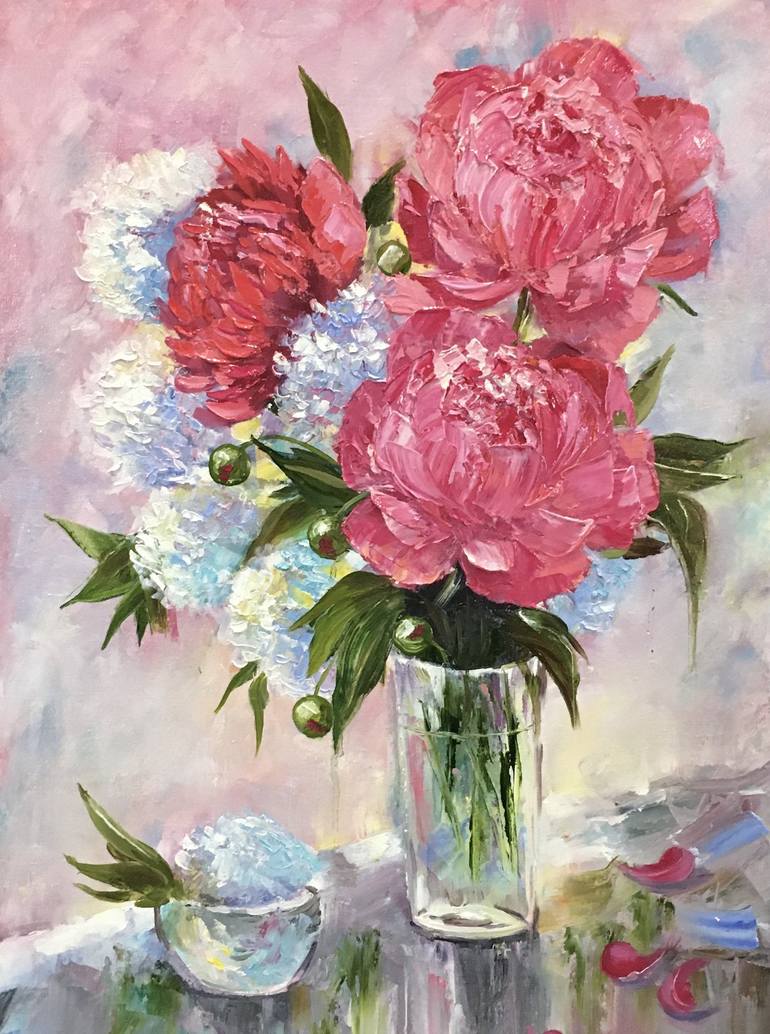 Peonies Painting by Galina Dunaeva | Saatchi Art