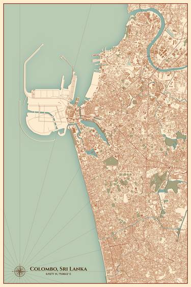 Vintage Style Colombo Map - Limited Edition of 10 thumb