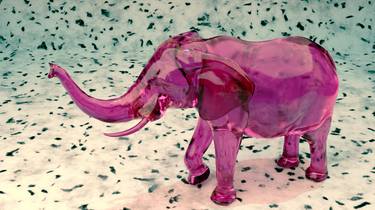 Pink crystal elephant on a white background thumb