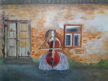 Playing Cello at the old house thumb