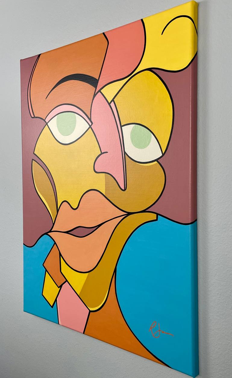 Original Abstract People Painting by R  James The Artist
