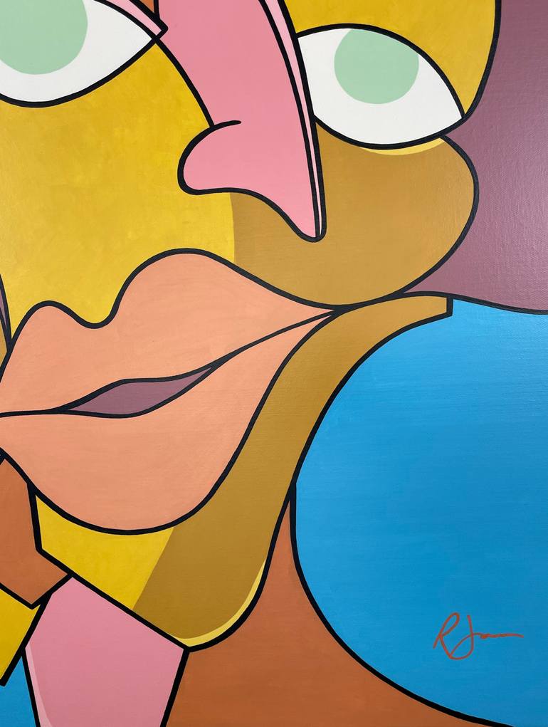 Original Abstract People Painting by R  James The Artist