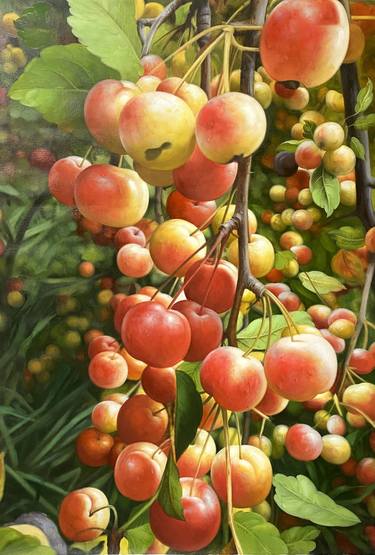 Realism oil painting: apples on the branches t191 thumb