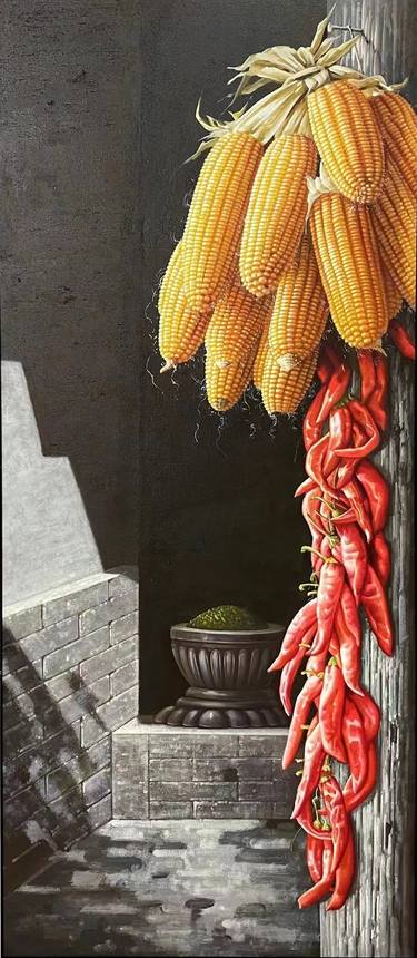Realism oil painting:corns and hot peppers c110 thumb