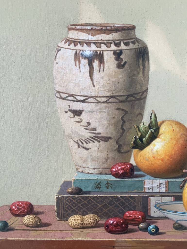 Original Art Deco Still Life Painting by kunlong wang