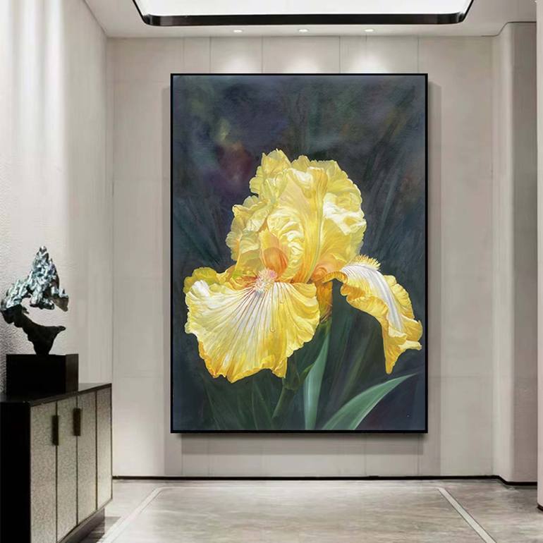 Original Art Deco Floral Painting by kunlong wang