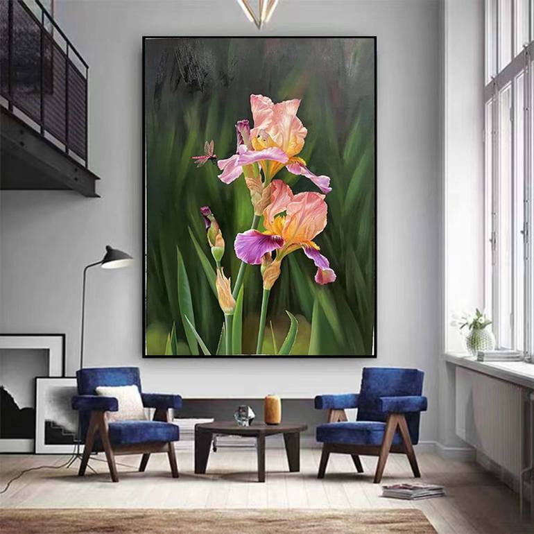 Original Art Deco Floral Painting by kunlong wang