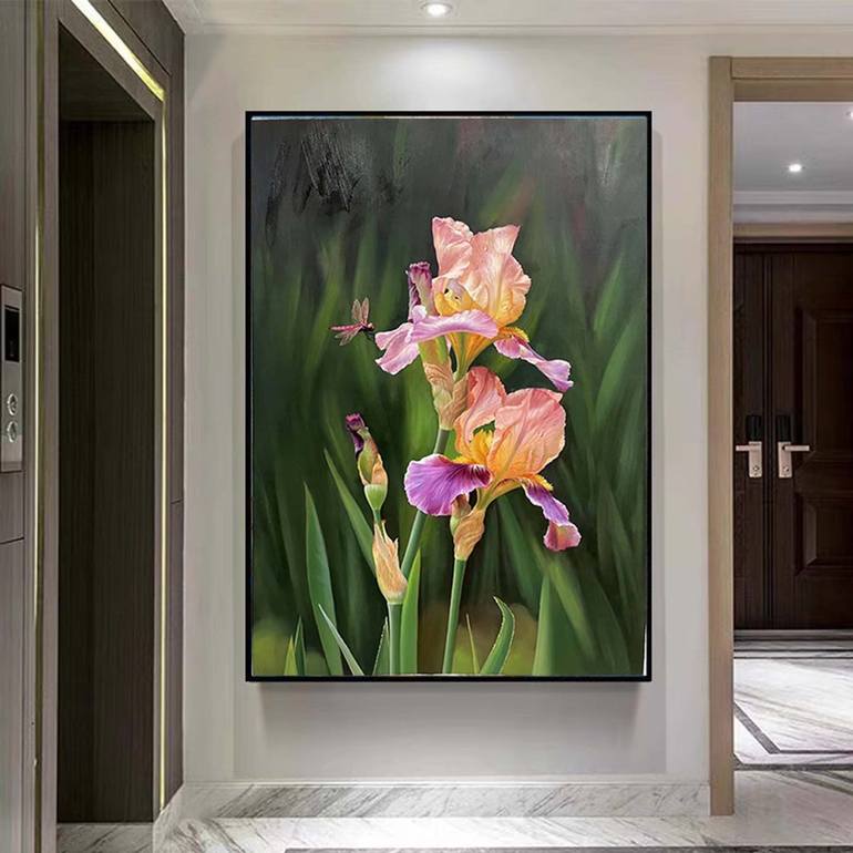 Original Art Deco Floral Painting by kunlong wang