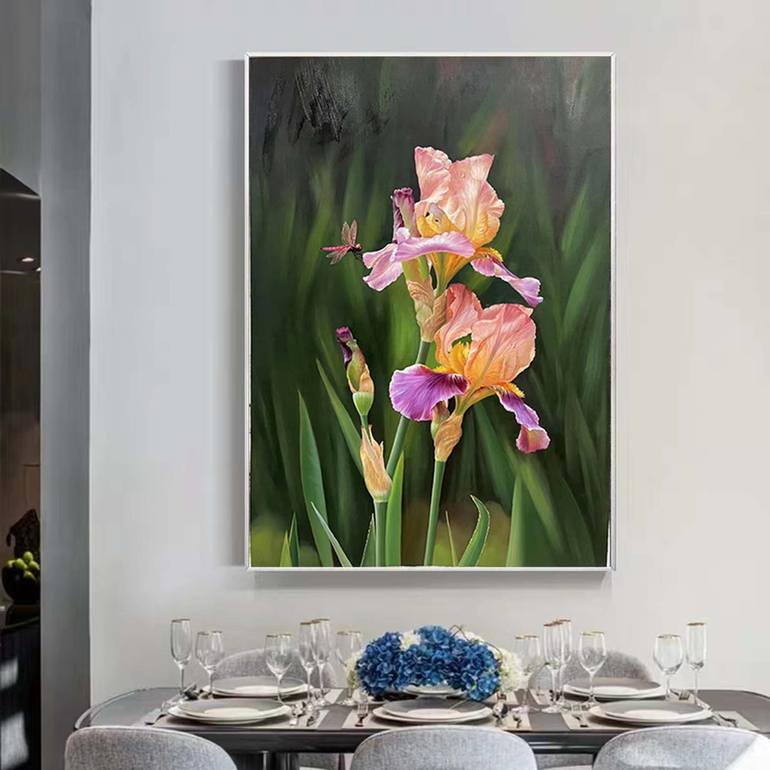 Original Art Deco Floral Painting by kunlong wang