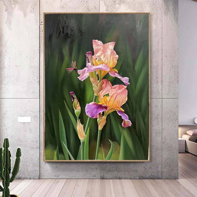 Original Art Deco Floral Painting by kunlong wang