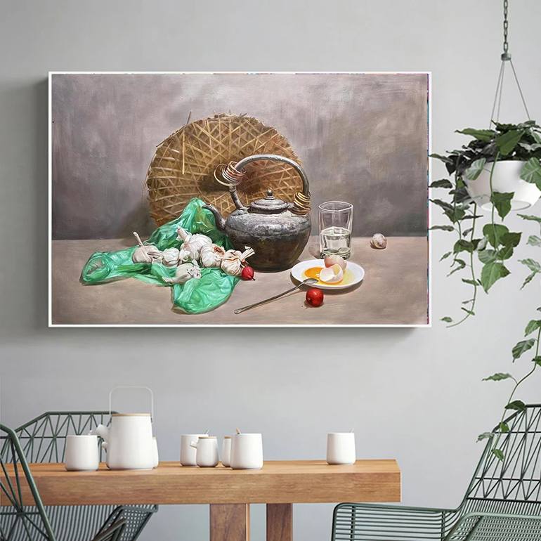 Original Art Deco Still Life Painting by Kunlong Wang