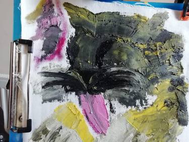 Original Abstract Expressionism Cats Paintings by Lalla Pluto