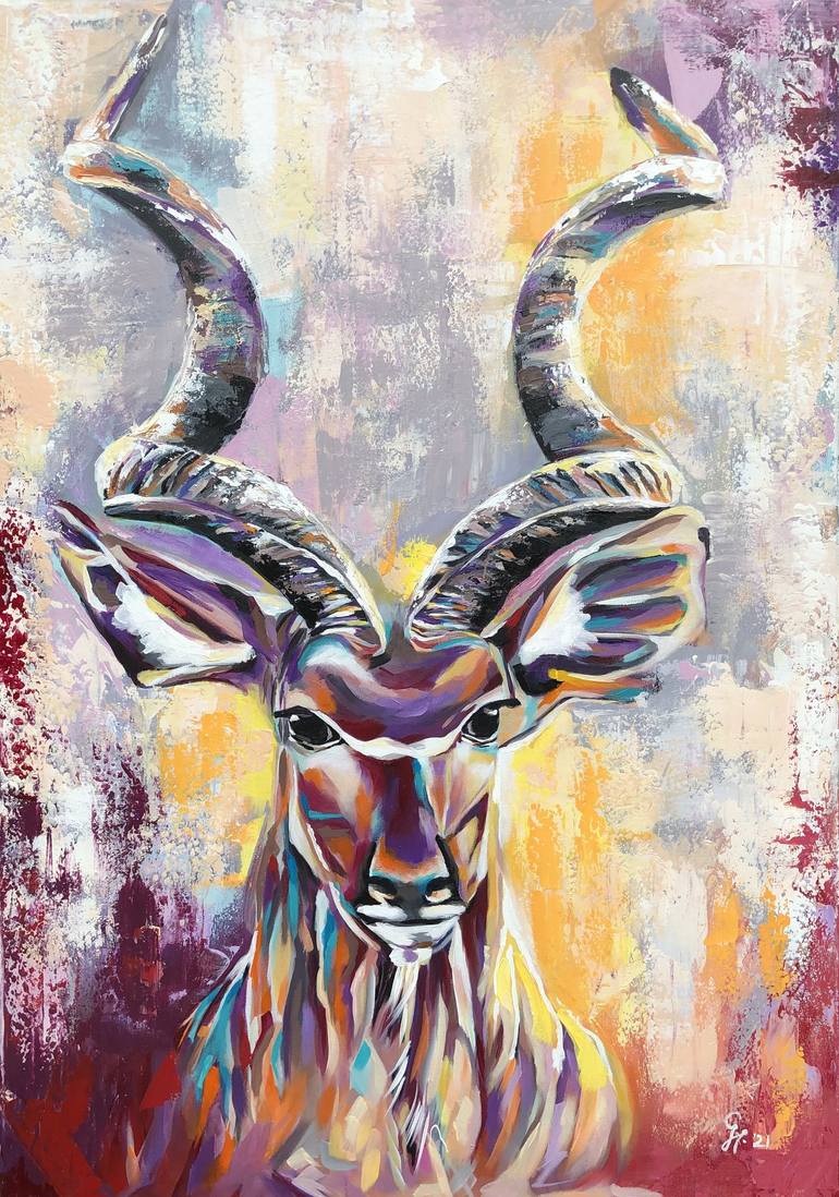 African Kudu Painting by Gundi Hoegner | Saatchi Art
