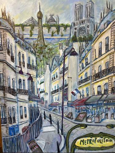 Original Expressionism Cities Paintings by Nancy Macina