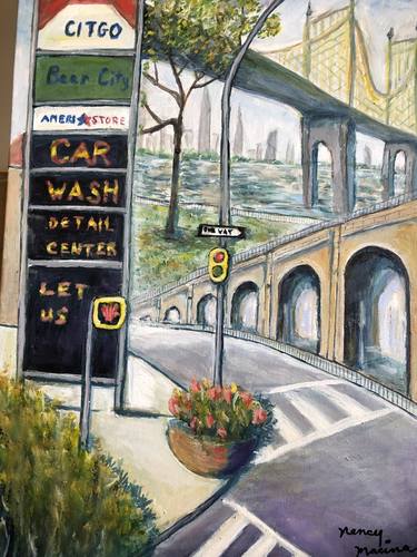 Original Expressionism Cities Paintings by Nancy Macina