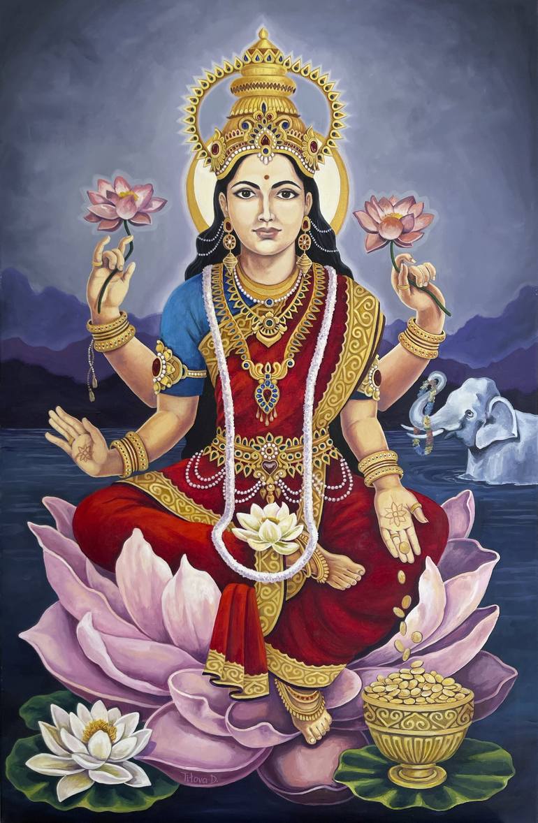 Goddess Lakshmi Painting by Diana Titova | Saatchi Art