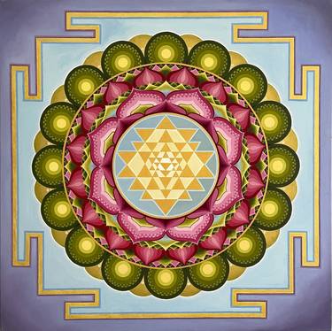 Sri Yantra. Lotus flower on the Lake. thumb