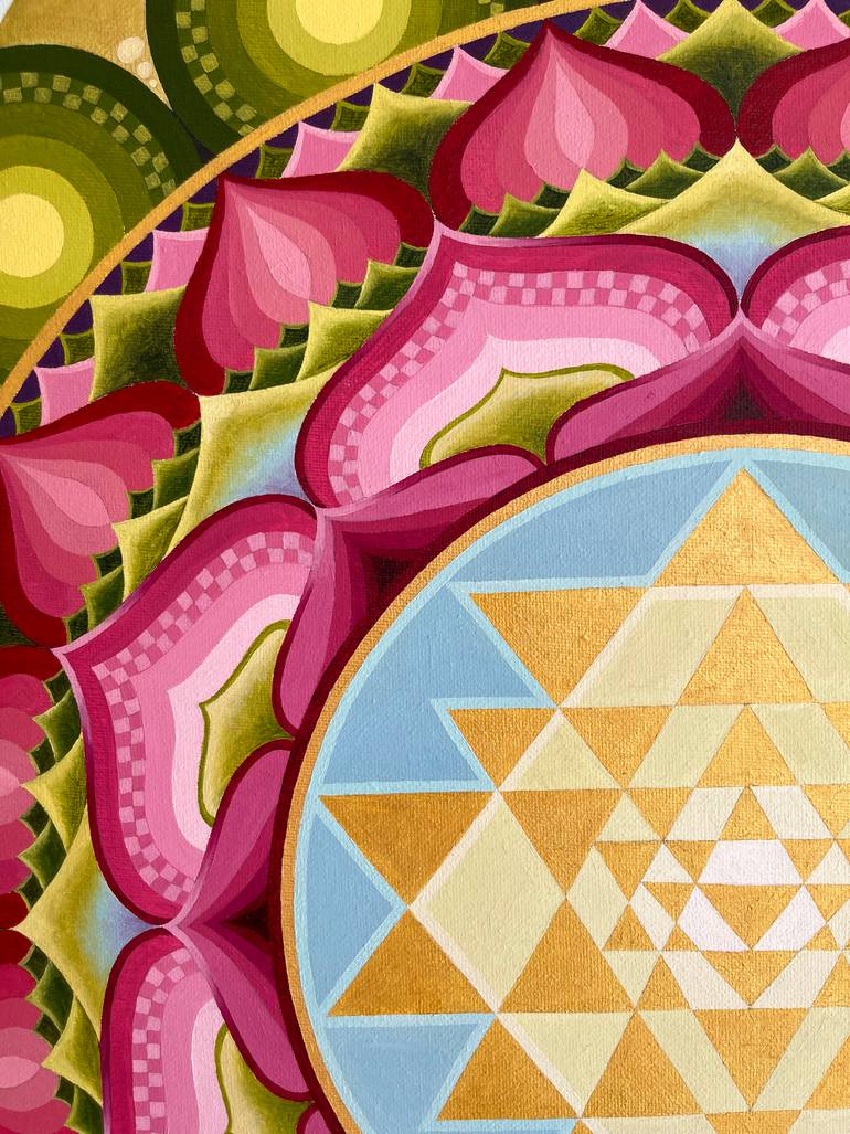Sri Yantra. Lotus flower on the Lake. Painting by Diana Titova ...