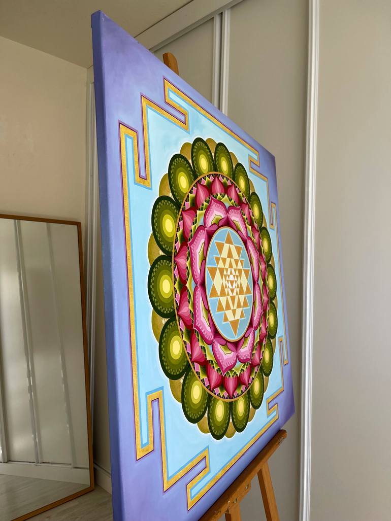 Sri Yantra. Lotus flower on the Lake. Painting by Diana Titova ...