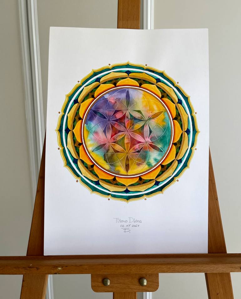 Original Abstract Geometric Painting by Diana Titova