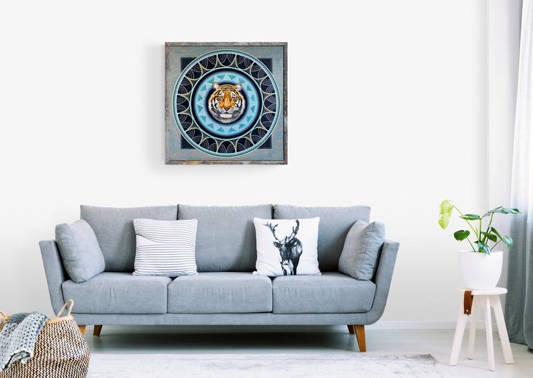 Mandala Siberian Tiger Painting by Diana Titova | Saatchi Art