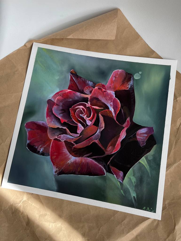 Original Art Deco Floral Painting by Myroslava Denysiuk