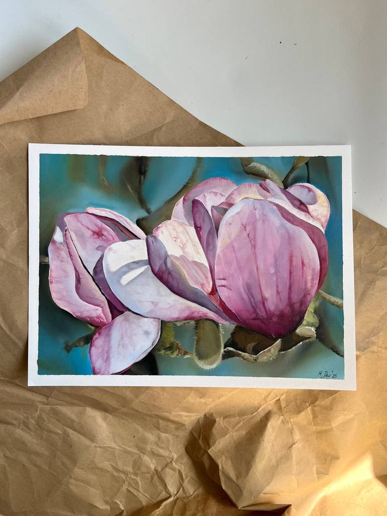 Original Art Deco Floral Painting by Myroslava Denysiuk