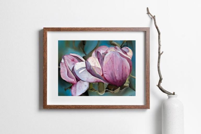 Original Art Deco Floral Painting by Myroslava Denysiuk