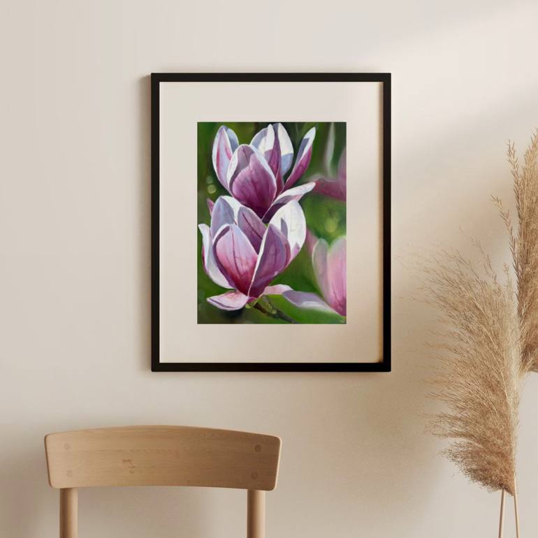 Original Art Deco Floral Painting by Myroslava Denysiuk