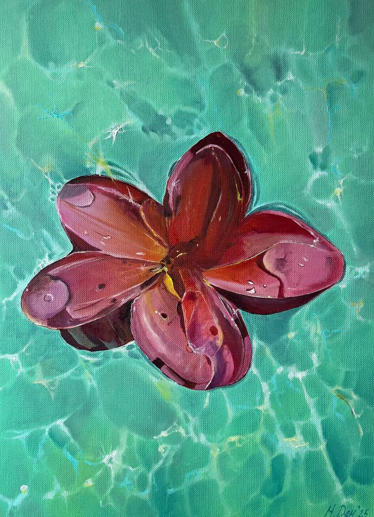 Hibiscus Turquoise Water Painting by Myroslava Denysiuk | Saatchi Art