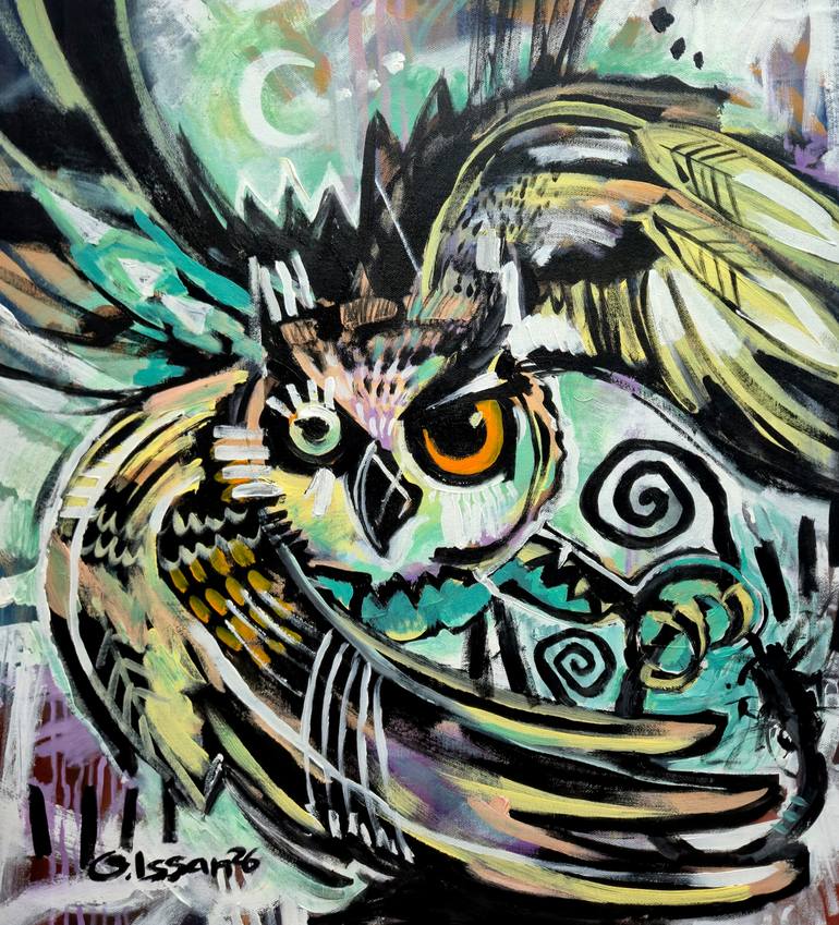 Original Animal Painting by Olzhas Issan | Neo-impressionism Art on Canvas | Spirit of the Night