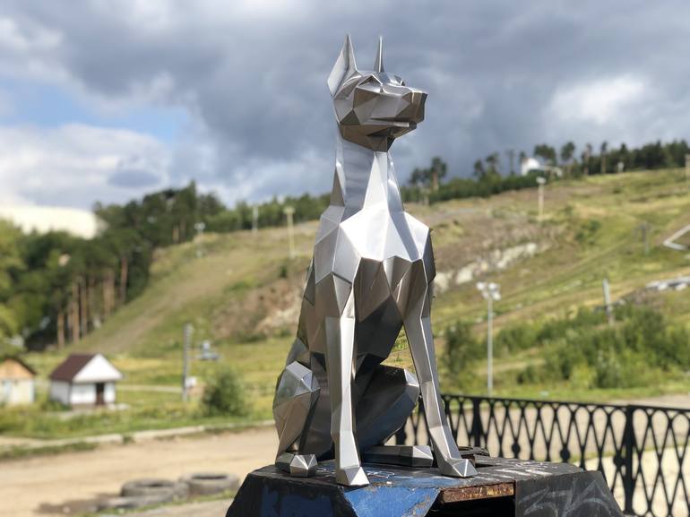 Low Poly Metal Sculpture Doberman Sculpture By Andrew Kazantsev