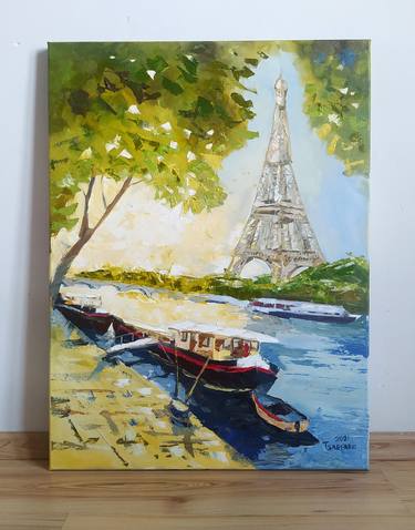 Cityscape oil art Painting Paris, Original Art thumb