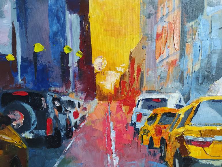 Original Abstract Cities Painting by Denys Tsarenko